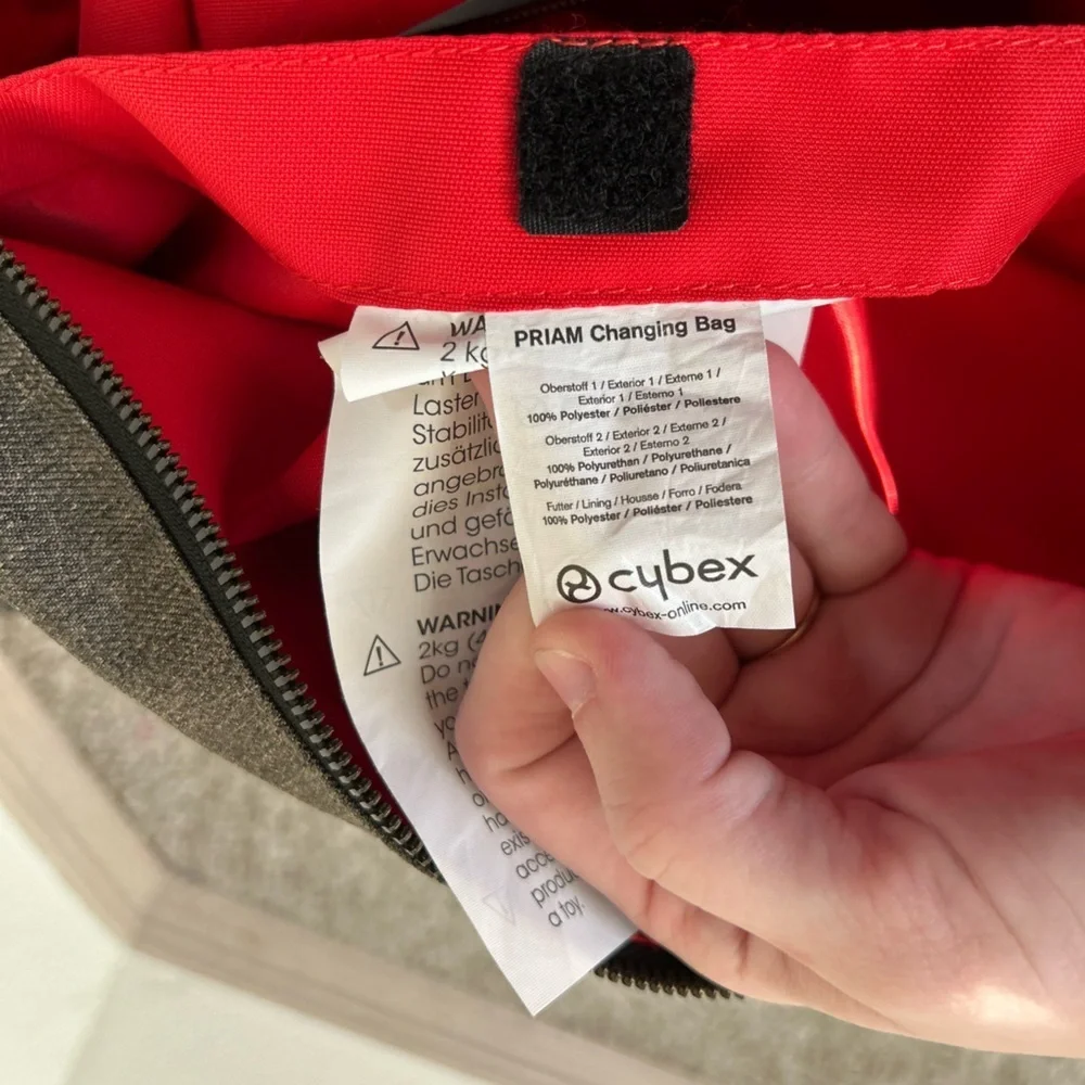 Cybex Platinum Priam Changing Bag Black Gray Women’s Travel Carry Baby Tote Zip
